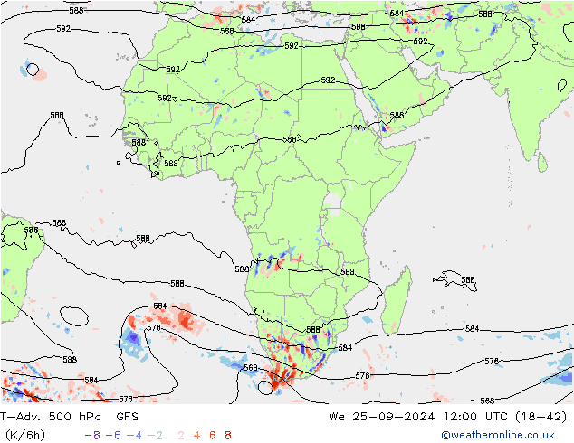 T-Adv. 500 hPa GFS We 25.09.2024 12 UTC