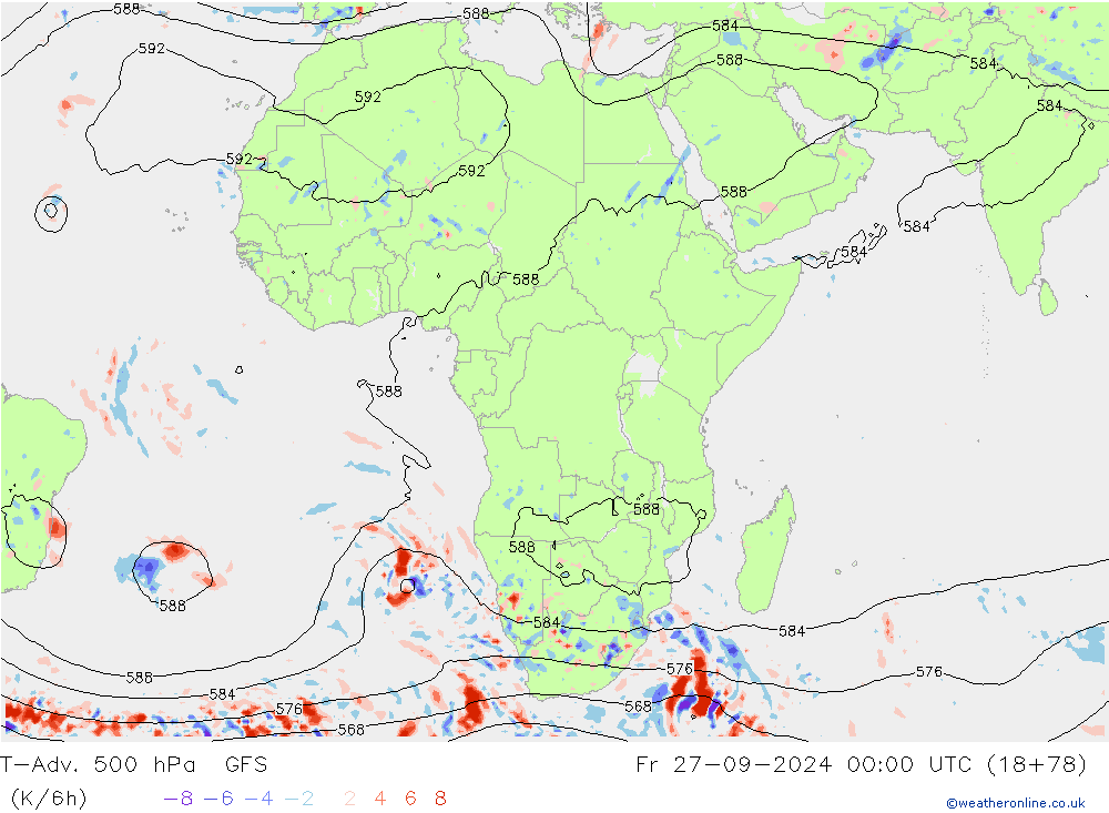 T-Adv. 500 hPa GFS  27.09.2024 00 UTC