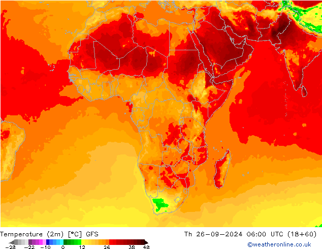 Temperatuurkaart (2m) GFS do 26.09.2024 06 UTC