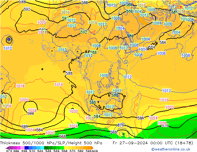 Thck 500-1000hPa GFS Sex 27.09.2024 00 UTC