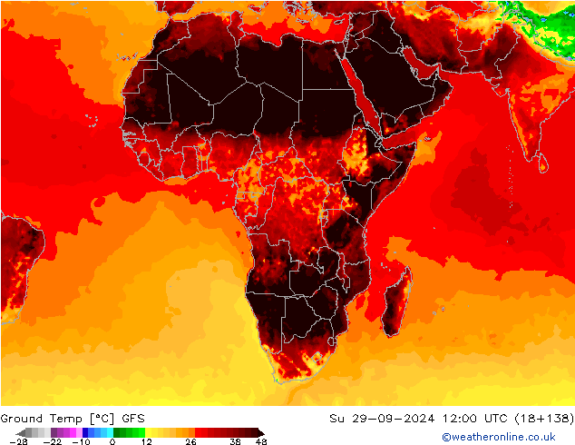 Ground Temp GFS Su 29.09.2024 12 UTC