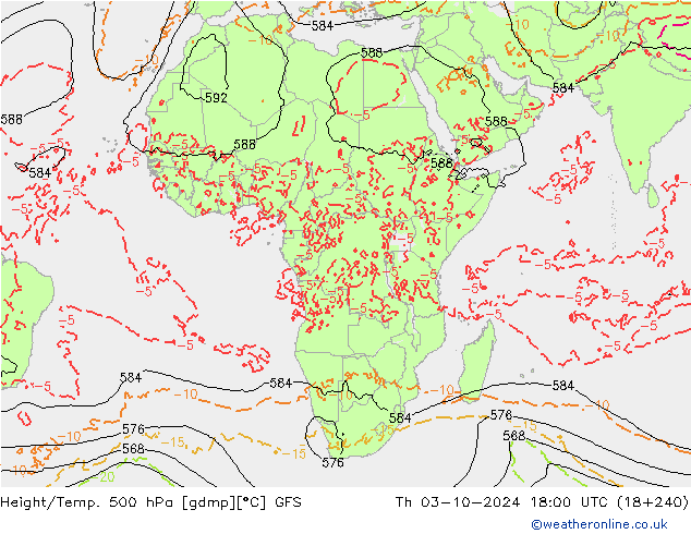 Z500/Rain (+SLP)/Z850 GFS  03.10.2024 18 UTC