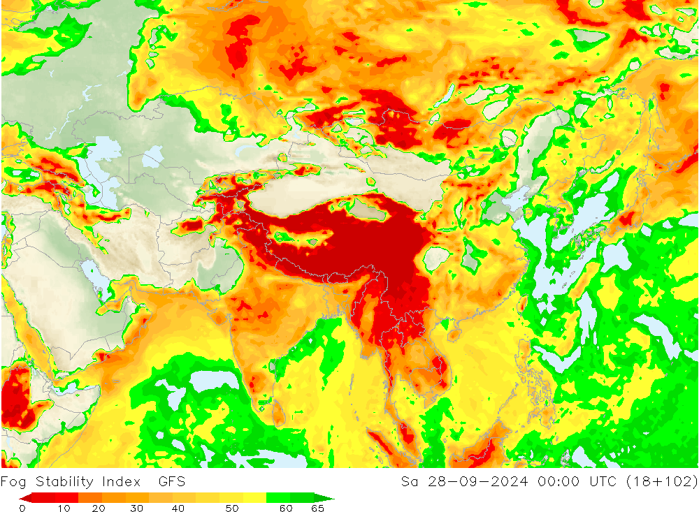 Fog Stability Index GFS sam 28.09.2024 00 UTC