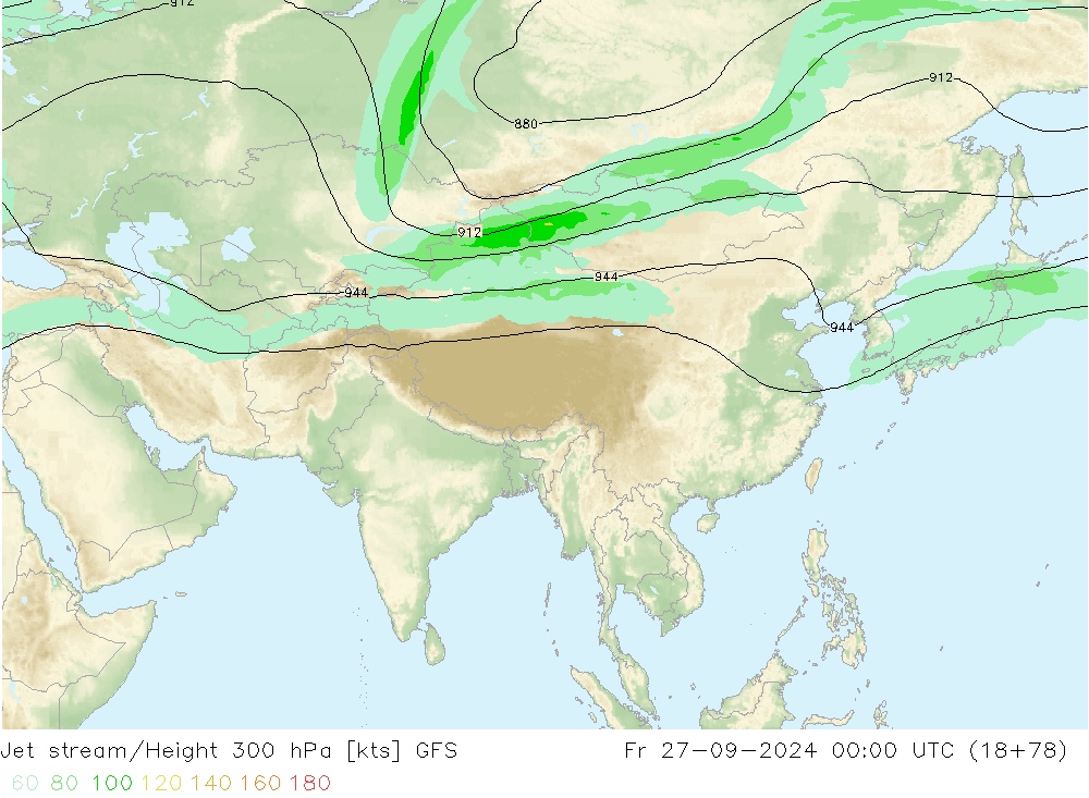 Courant-jet GFS ven 27.09.2024 00 UTC