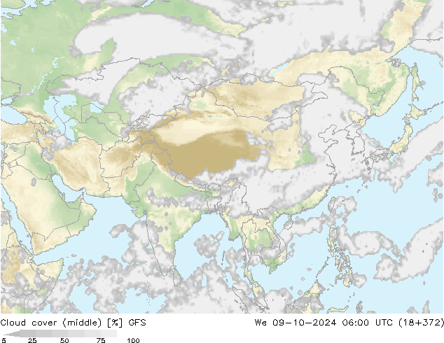 Nubi medie GFS mer 09.10.2024 06 UTC