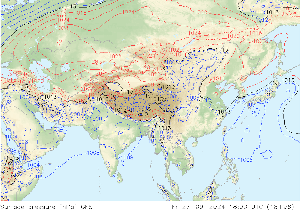 pressão do solo GFS Sex 27.09.2024 18 UTC