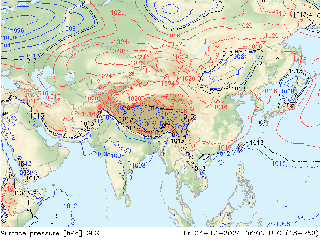 Surface pressure GFS Fr 04.10.2024 06 UTC