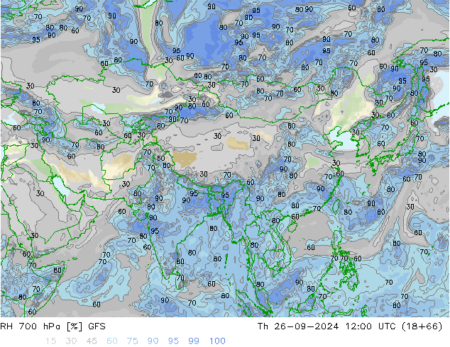 RH 700 hPa GFS Qui 26.09.2024 12 UTC