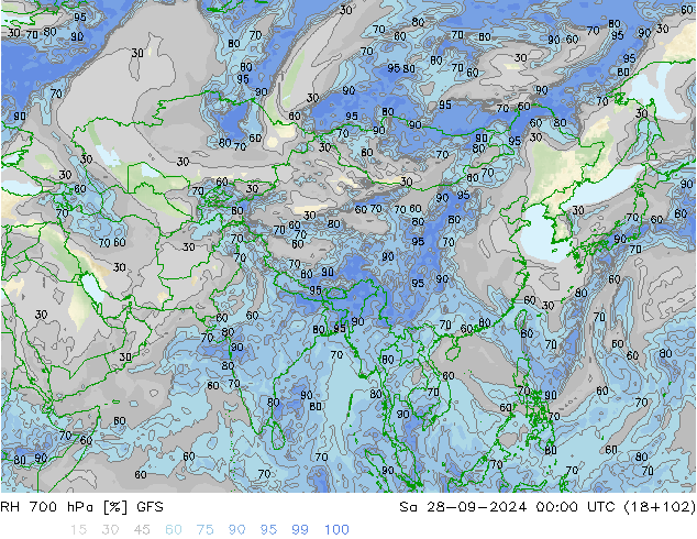 RH 700 hPa GFS Sa 28.09.2024 00 UTC