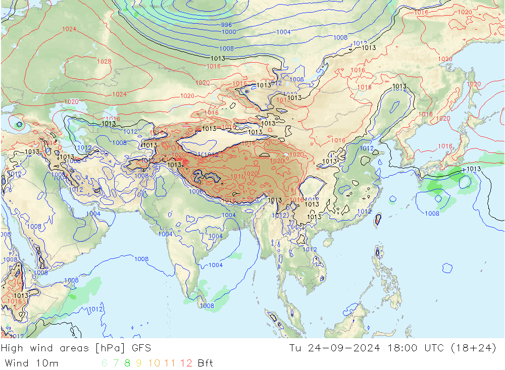 High wind areas GFS mar 24.09.2024 18 UTC