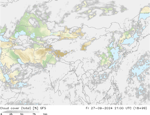 Bulutlar (toplam) GFS Cu 27.09.2024 21 UTC