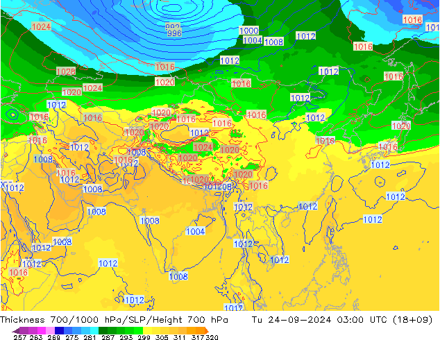 Dikte700-1000 hPa GFS di 24.09.2024 03 UTC