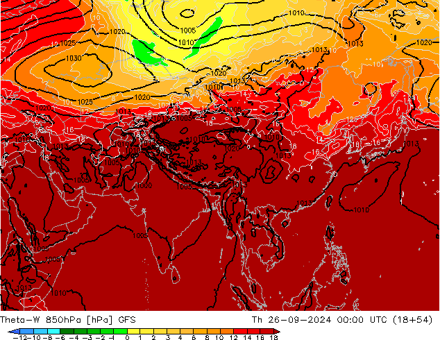 Theta-W 850hPa GFS Per 26.09.2024 00 UTC