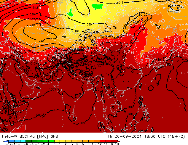 Theta-W 850hPa GFS  26.09.2024 18 UTC