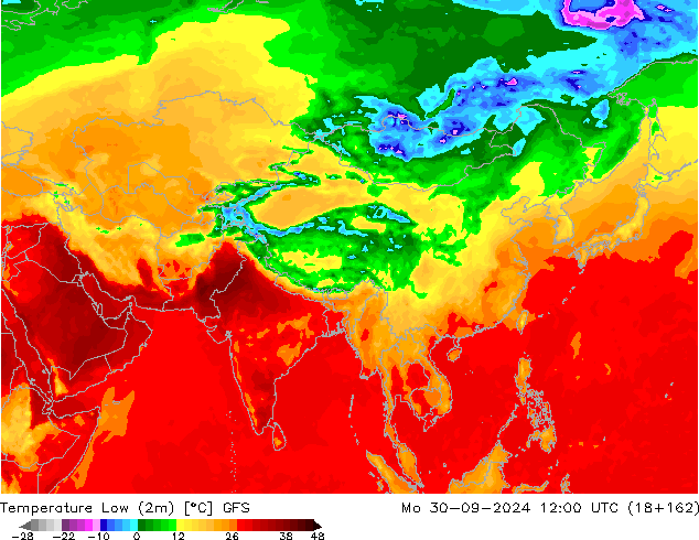 Min.  (2m) GFS  30.09.2024 12 UTC