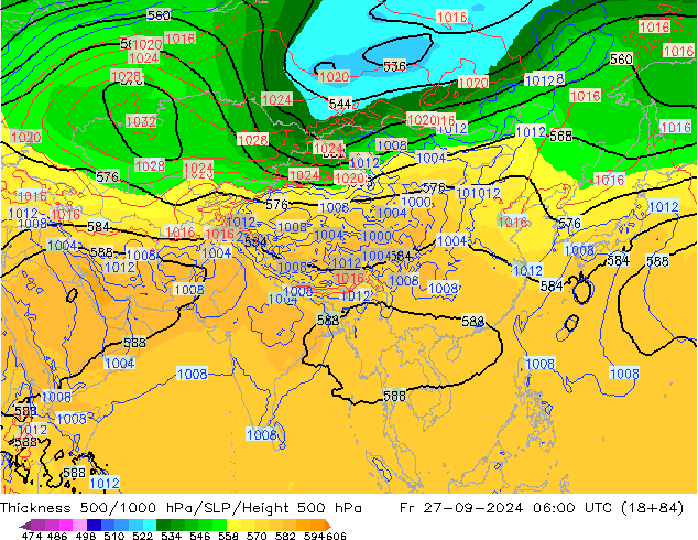 Thck 500-1000hPa GFS Fr 27.09.2024 06 UTC