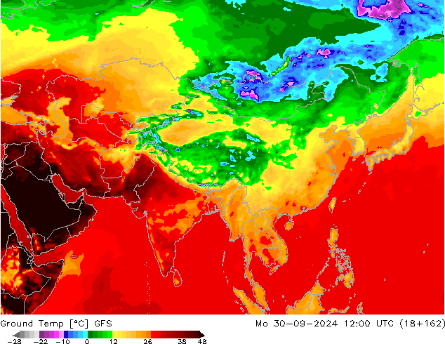 Teplota půdy GFS Po 30.09.2024 12 UTC