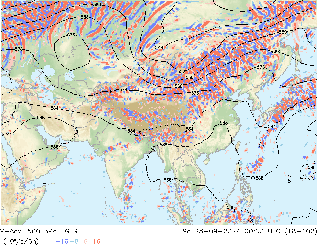 V-Adv. 500 hPa GFS Sa 28.09.2024 00 UTC