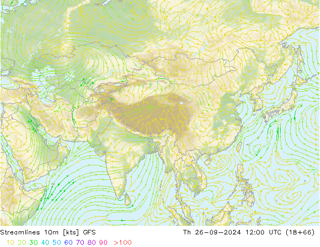 Linha de corrente 10m GFS Qui 26.09.2024 12 UTC