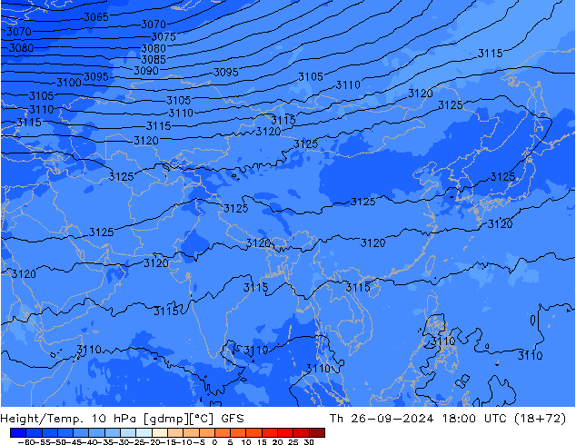 Height/Temp. 10 hPa GFS Th 26.09.2024 18 UTC