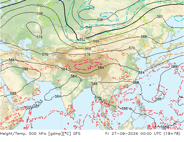 Z500/Rain (+SLP)/Z850 GFS Fr 27.09.2024 00 UTC