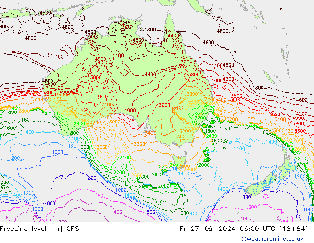 Freezing level GFS Fr 27.09.2024 06 UTC