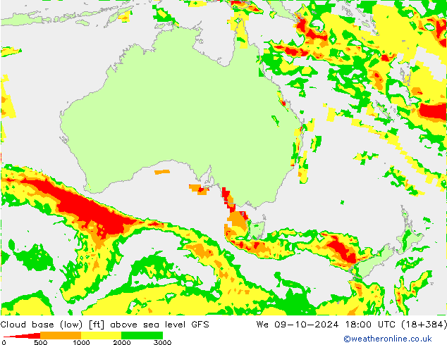 Cloud base (low) GFS mer 09.10.2024 18 UTC