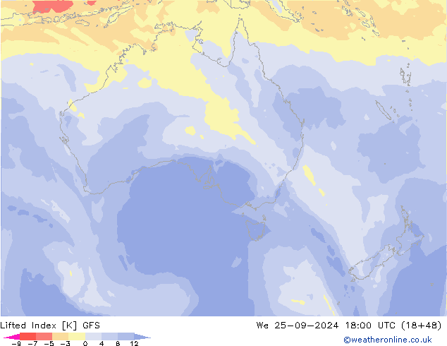 Lifted Index GFS wo 25.09.2024 18 UTC