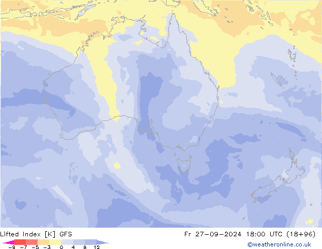 Indice de soulèvement GFS ven 27.09.2024 18 UTC