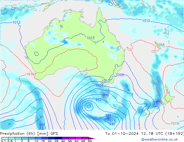 Z500/Rain (+SLP)/Z850 GFS mar 01.10.2024 18 UTC