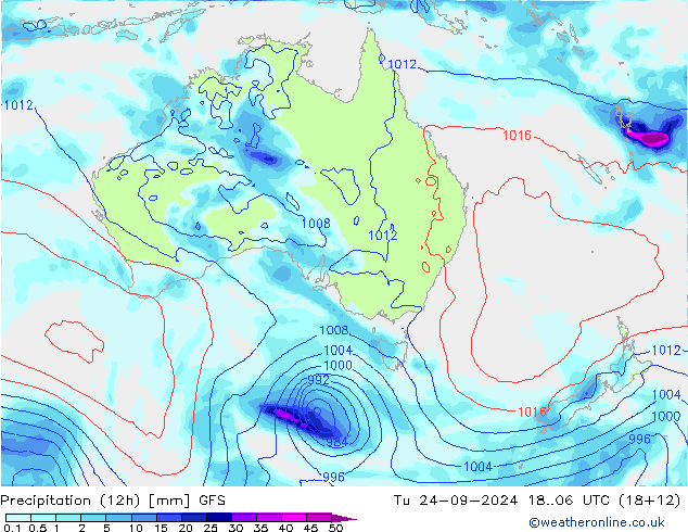 Precipitación (12h) GFS mar 24.09.2024 06 UTC