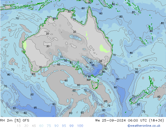 RH 2m GFS We 25.09.2024 06 UTC