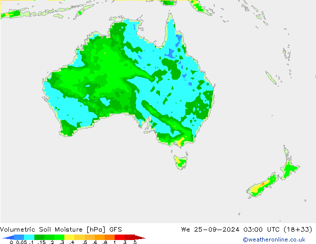 Volumetric Soil Moisture GFS We 25.09.2024 03 UTC