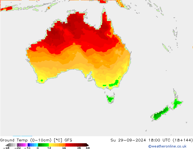 Topraküstü en düşük Sıc. GFS Paz 29.09.2024 18 UTC