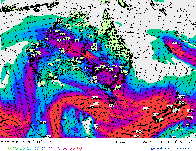 Wind 500 hPa GFS Tu 24.09.2024 06 UTC