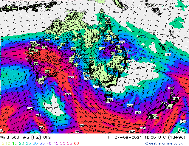 Wind 500 hPa GFS Fr 27.09.2024 18 UTC