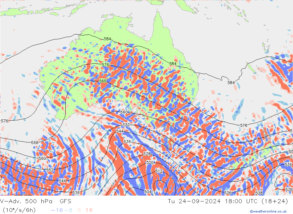 V-Adv. 500 hPa GFS mar 24.09.2024 18 UTC