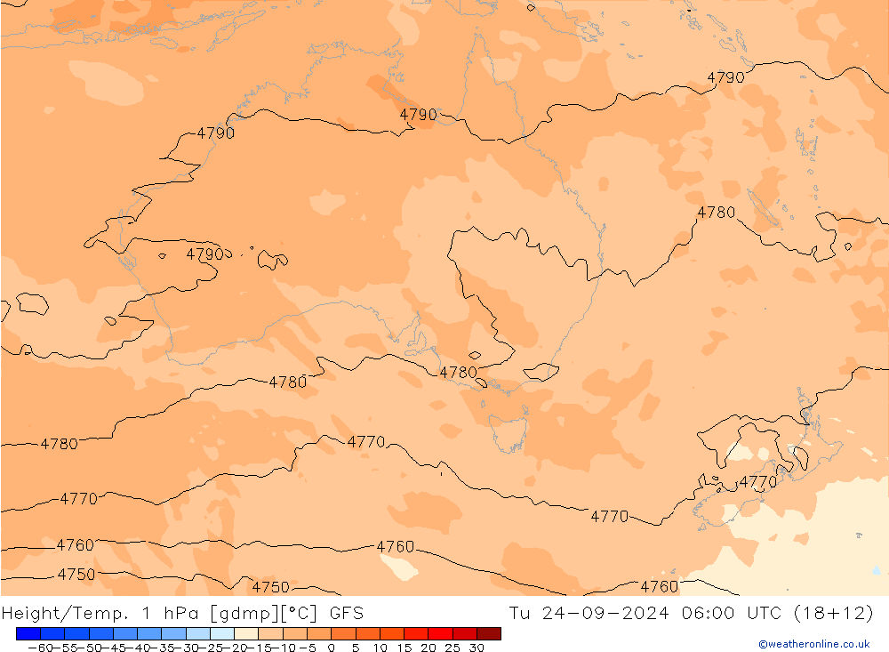 Height/Temp. 1 hPa GFS Ter 24.09.2024 06 UTC