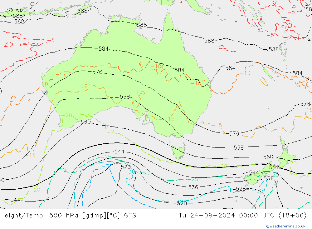 Z500/Rain (+SLP)/Z850 GFS wto. 24.09.2024 00 UTC