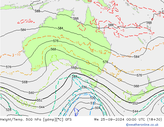 Z500/Rain (+SLP)/Z850 GFS ср 25.09.2024 00 UTC