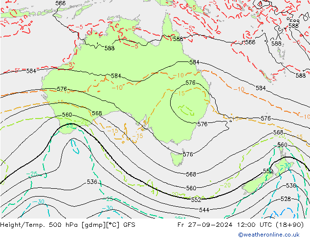 Height/Temp. 500 hPa GFS Sex 27.09.2024 12 UTC