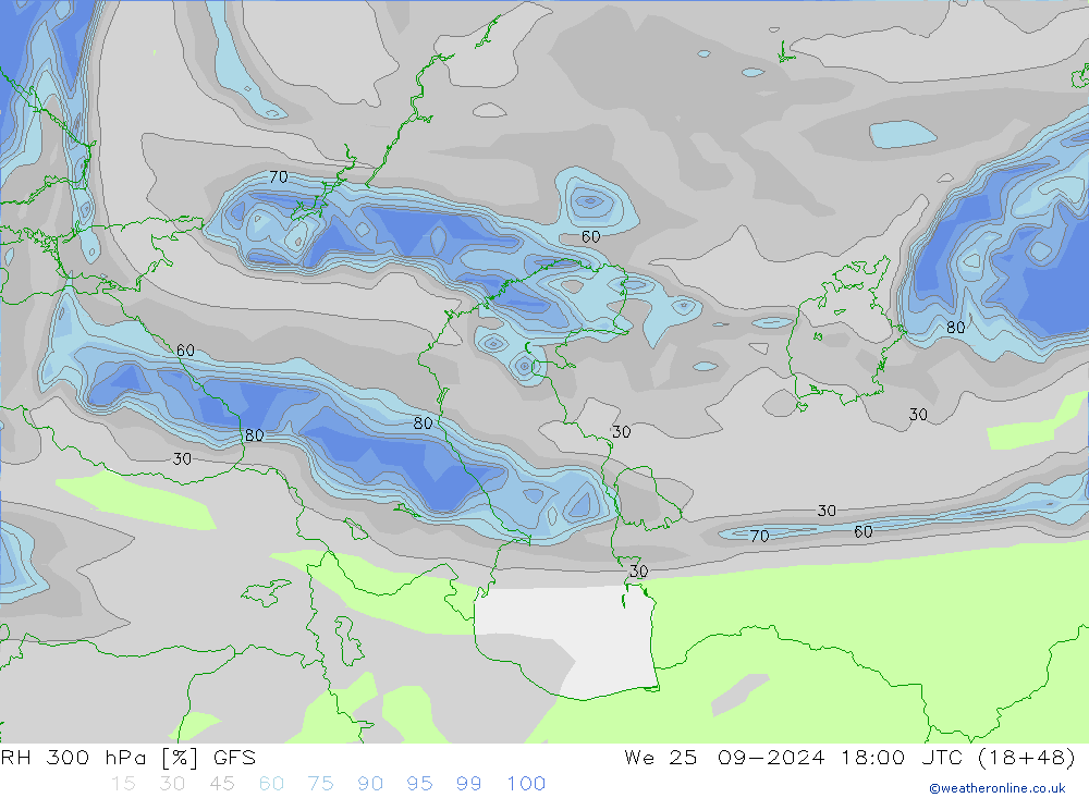 RH 300 hPa GFS St 25.09.2024 18 UTC