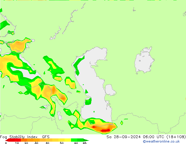 Fog Stability Index GFS sam 28.09.2024 06 UTC