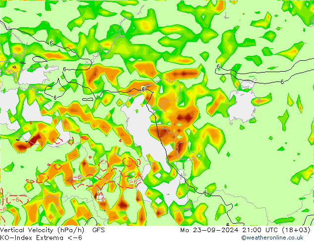 Convection-Index GFS Mo 23.09.2024 21 UTC