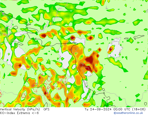 Konveksiyon - İndeks GFS Sa 24.09.2024 00 UTC