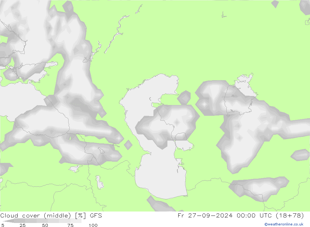 облака (средний) GFS пт 27.09.2024 00 UTC