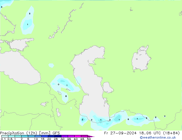 Precipitation (12h) GFS Fr 27.09.2024 06 UTC