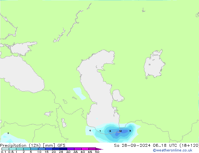 opad (12h) GFS so. 28.09.2024 18 UTC