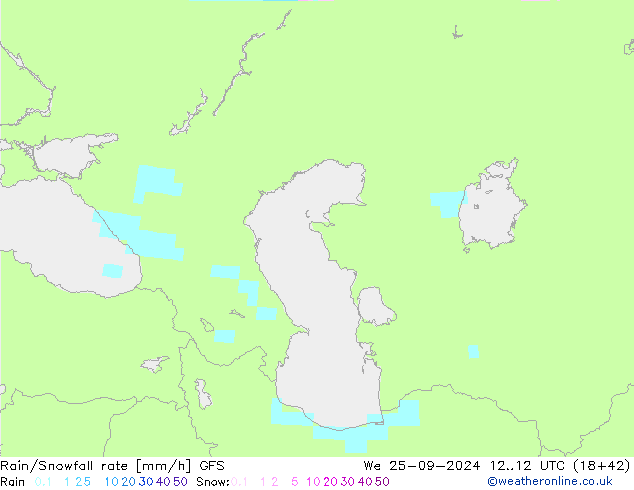 Rain/Snowfall rate GFS mer 25.09.2024 12 UTC