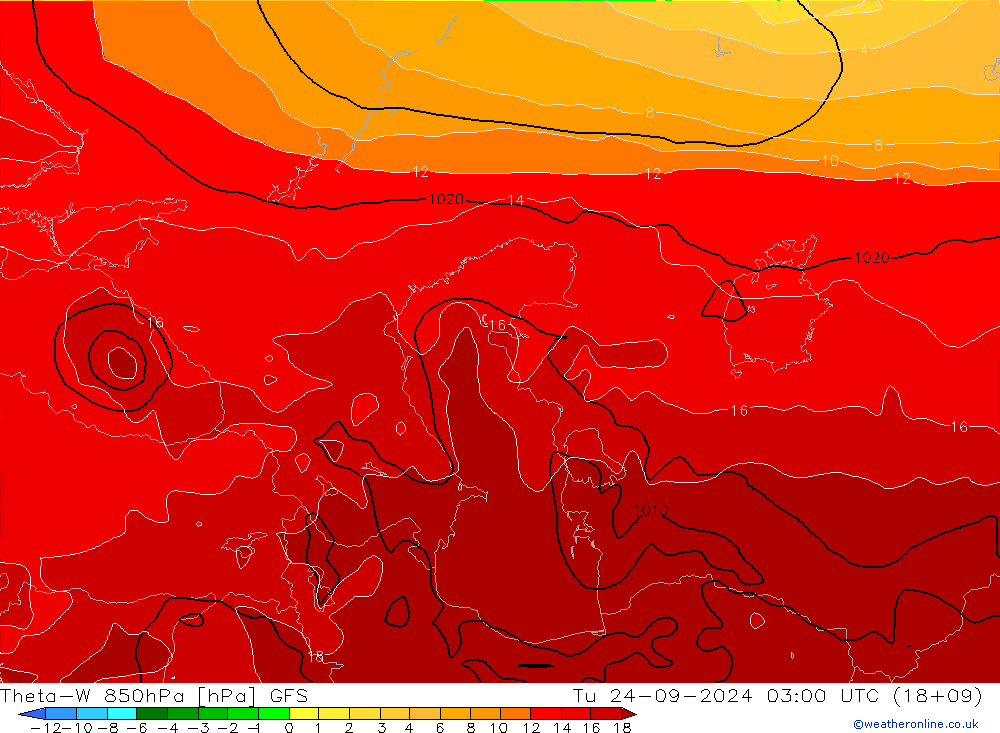 Theta-W 850hPa GFS mar 24.09.2024 03 UTC